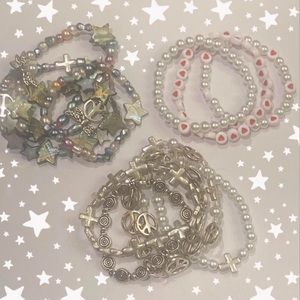 Jewellery Faory Grunge 90s Y2k Pearl Elastic Bead Bracelets ☮️🎧🌿💫